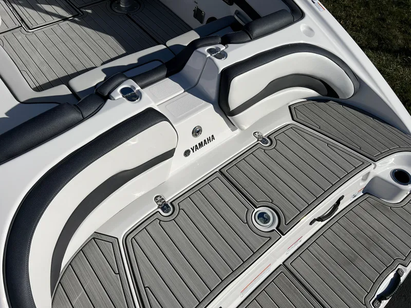 Slide: The Image of 2025 Yamaha Boats 195S interior with sleek seating and modern design. - 7