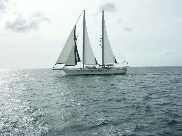 The Image of 1983 Morgan Schooner sailing on open sea under cloudy sky. - 0