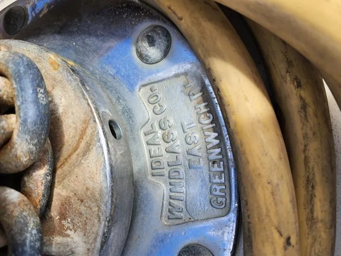 Slide: The Image of Close-up of Ideal Windlass Co. component on 1983 Morgan Schooner. - 10