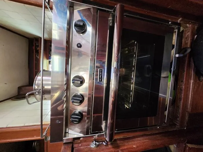 Slide: The Image of Stainless steel oven in a 1983 Morgan Schooner kitchen. - 47