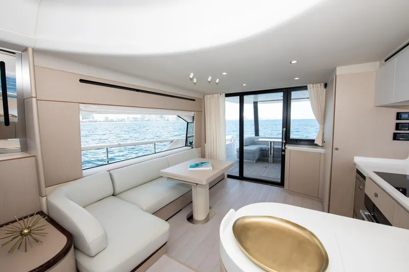 Slide: The Image of Luxurious interior of 2023 Azimut Fly 68 yacht with ocean view. - 15