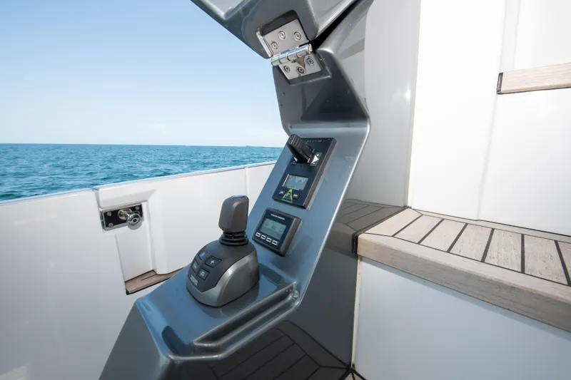 Slide: The Image of 2023 Azimut Fly 68 yacht control panel with ocean view. - 30
