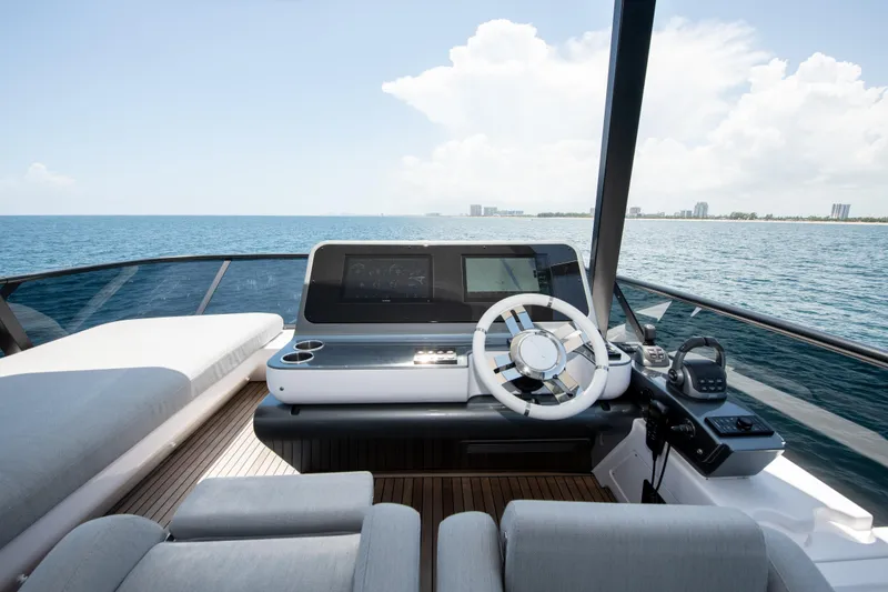 Slide: The Image of Luxurious 2023 Azimut Fly 68 yacht helm with ocean view and modern design. - 39