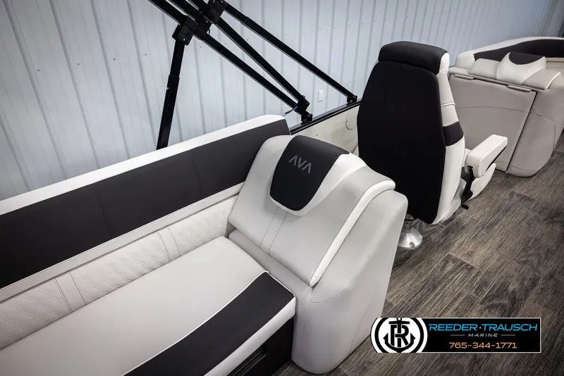 Slide: The Image of 2025 Avalon Catalina QL boat interior with sleek seating and modern design. - 25