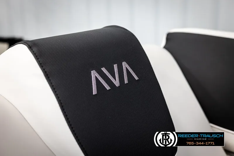 Slide: The Image of 2025 Avalon Catalina QL seat with AVA logo, Reeder-Trausch Marine branding. - 37