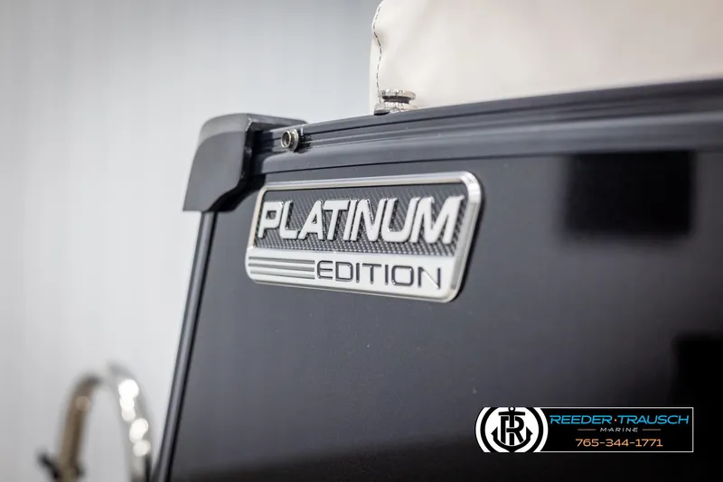 Slide: The Image of 2025 Avalon Catalina QL Platinum Edition boat detail with logo. - 46