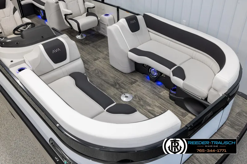 Slide: The Image of 2025 Avalon Catalina QL boat interior with luxurious seating and modern design. - 9
