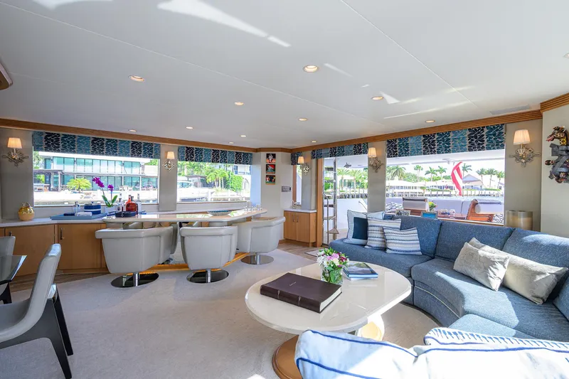 Slide: The Image of Luxurious interior of 1998 Westport Westbay Sonship yacht with elegant seating and decor. - 5