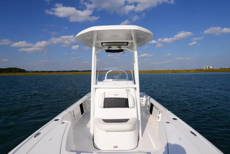 Slide: The Image of 2022 Tidewater 2110 Bay Max boat on calm water under blue sky. - 30