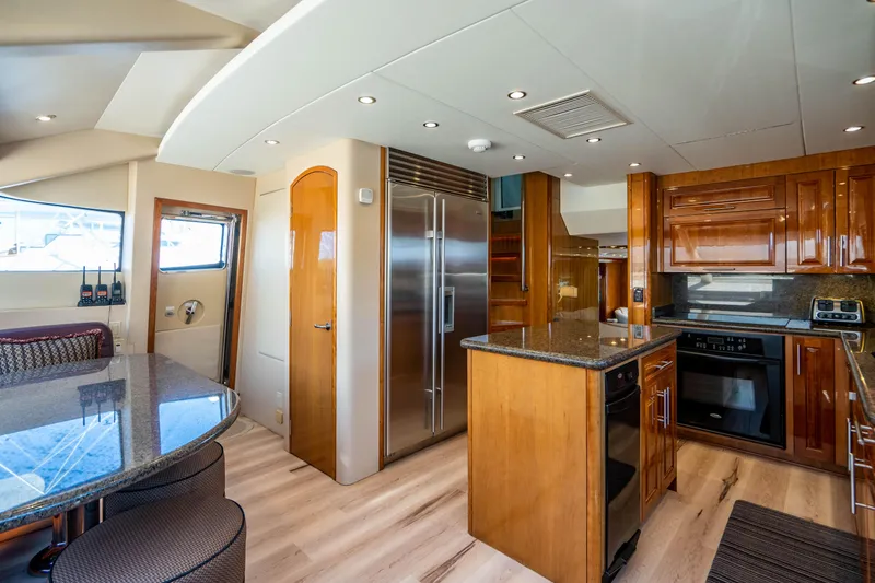 Slide: The Image of Luxurious kitchen interior of 2008 Hatteras 80 Motor Yacht with modern appliances. - 9