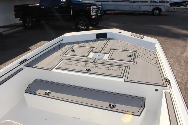 Slide: The Image of Open hatch on 2026 Avid 20 Rogue CC boat deck. - 20