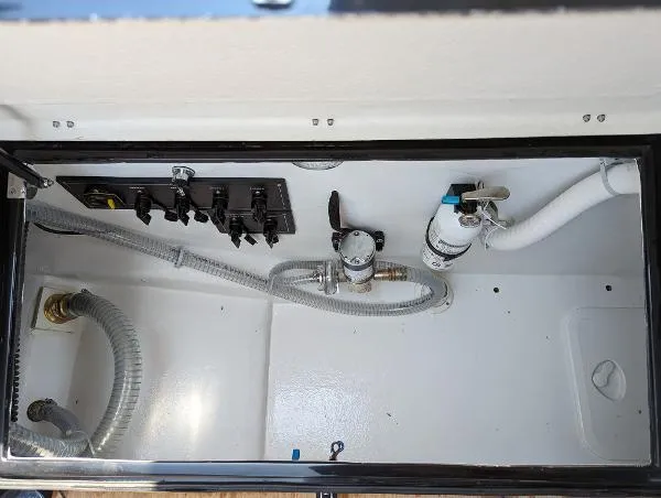 Slide: The Image of Interior view of 2021 Panamera Yacht PY 100 plumbing system. - 12