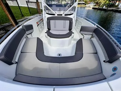 Slide: The Image of 2023 Jeanneau Leader 7.5 CC Series 3 boat interior with cushioned seating. - 26