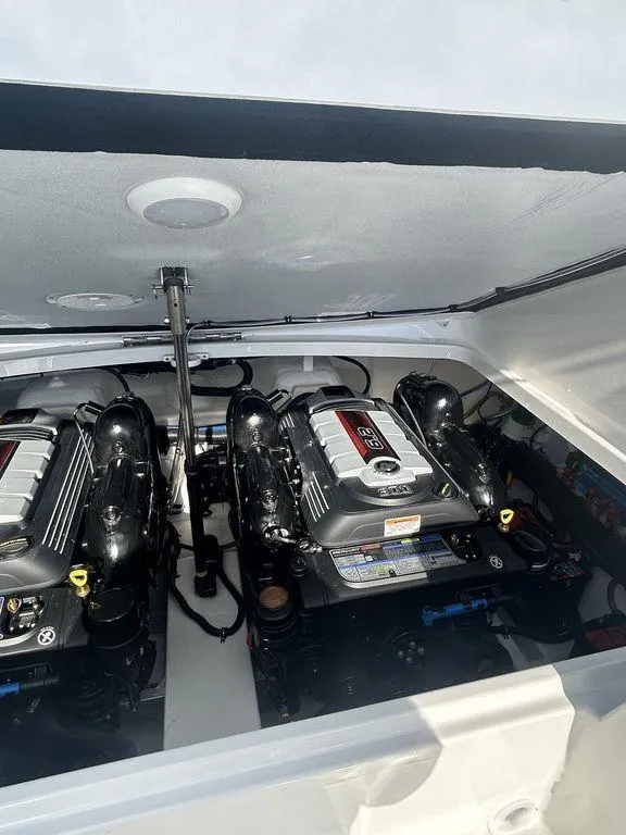 Slide: The Image of 2025 Formula 290 Bowrider engine compartment with dual powerful engines. - 30