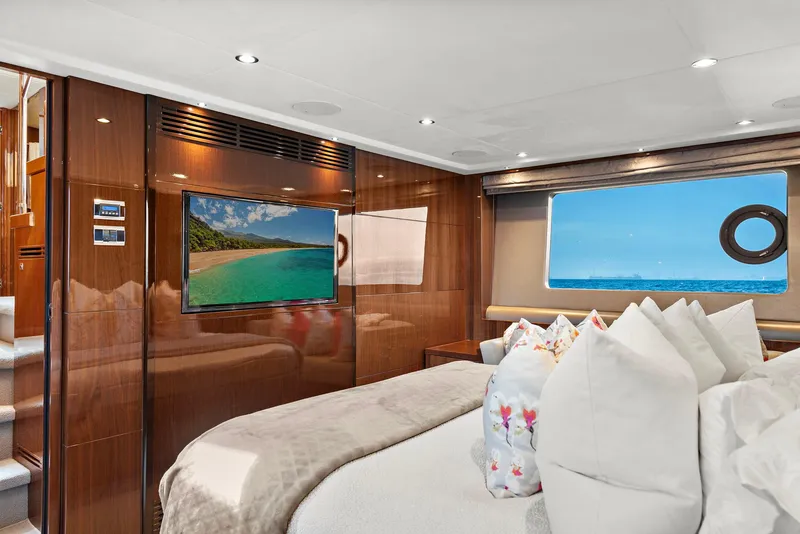 Slide: The Image of Luxurious interior of 2015 Princess 72 Motor Yacht with ocean view and elegant seating. - 17