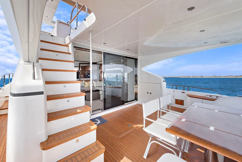 Slide: The Image of Luxurious bathroom on a 2015 Princess 72 Motor Yacht with dual sinks and ocean view. - 31