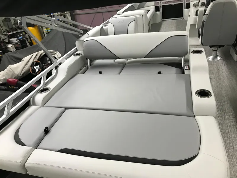 Slide: The Image of 2025 Avalon VENTURE 2585 Versatile Rear Bench with modern seating and sleek design. - 22