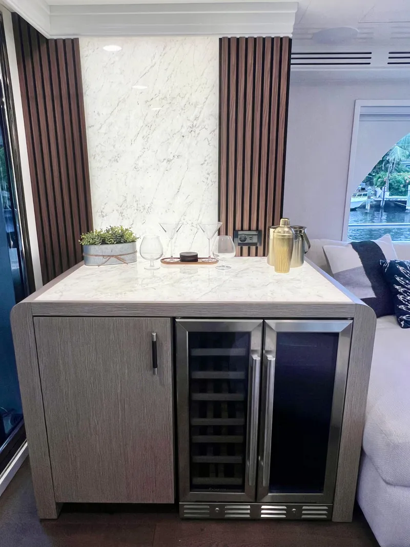 Slide: The Image of Luxurious yacht interior with marble countertop and wine cooler, Mengi Yay 115 MY, 2011. - 35