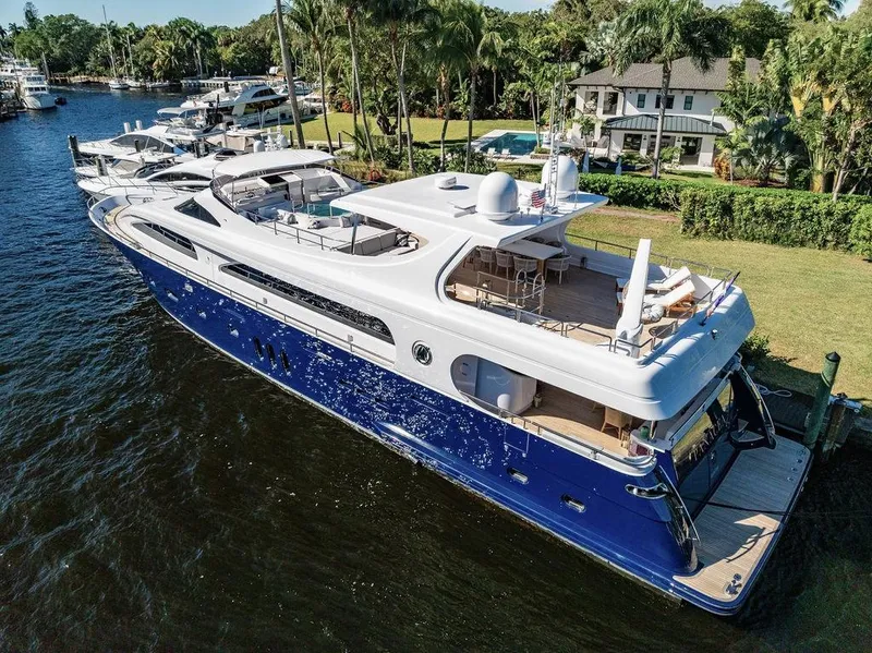 Slide: The Image of Luxury yacht Mengi Yay 115 MY 2011 docked by waterfront estate. - 4
