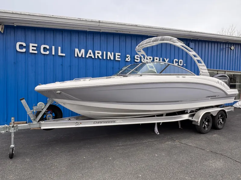 Slide: The Image of 2025 Chaparral 23 SSi OB boat on trailer at Cecil Marine & Supply Co. - 3