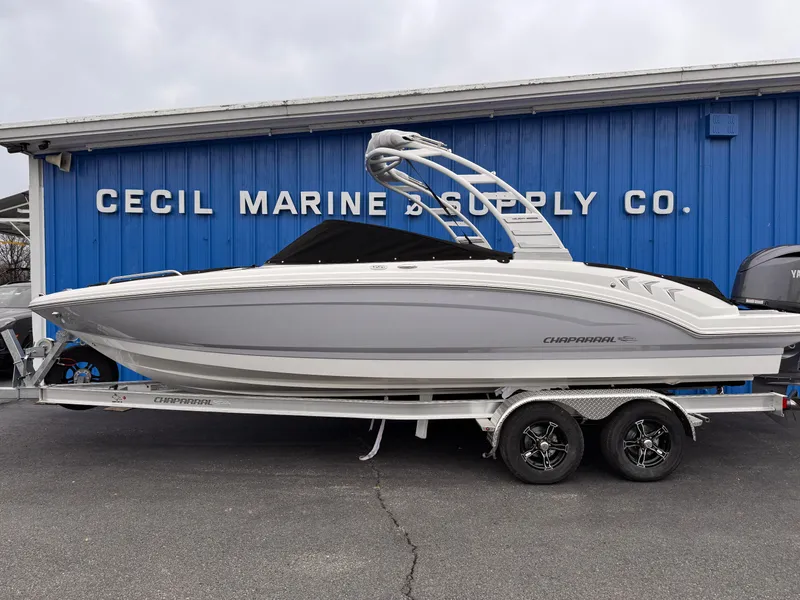 Slide: The Image of 2025 Chaparral 23 SSi OB boat on trailer at Cecil Marine & Supply Co. - 7