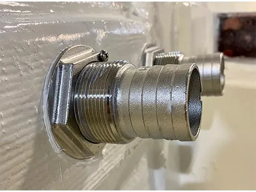 Slide: The Image of Close-up of metal fittings on 2025 Twin Vee 240 GFX DC boat. - 24