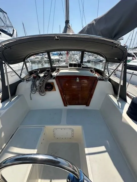 Slide: The Image of Navigation station on 1979 CAL 39 MK II Tall Rig with GPS and radio equipment. - 29