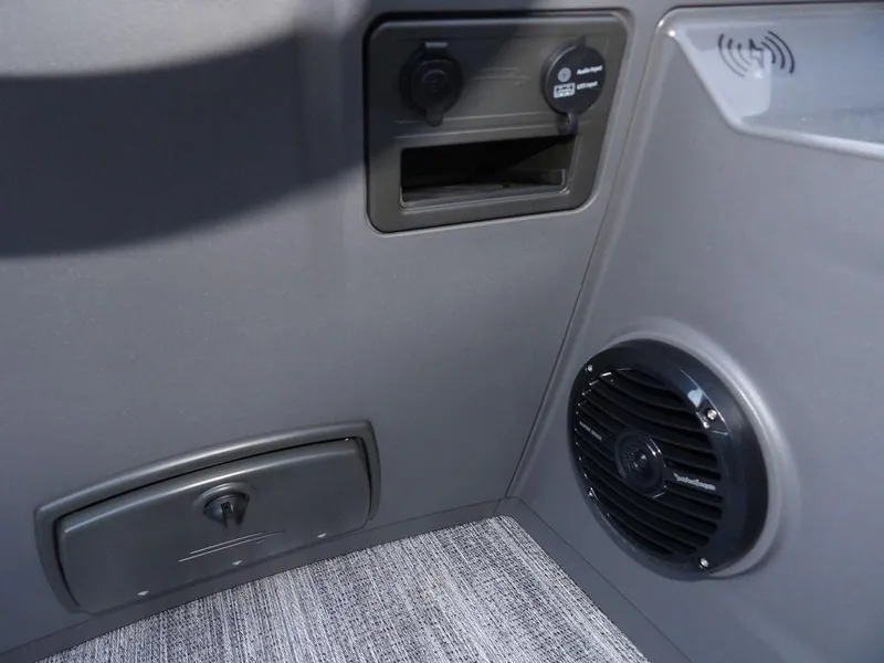 Slide: The Image of 2025 Bennington 21 SL interior with speaker and control panel. - 26