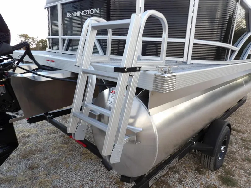 Slide: The Image of 2025 Bennington 21 SL pontoon boat with aluminum ladder and trailer. - 45