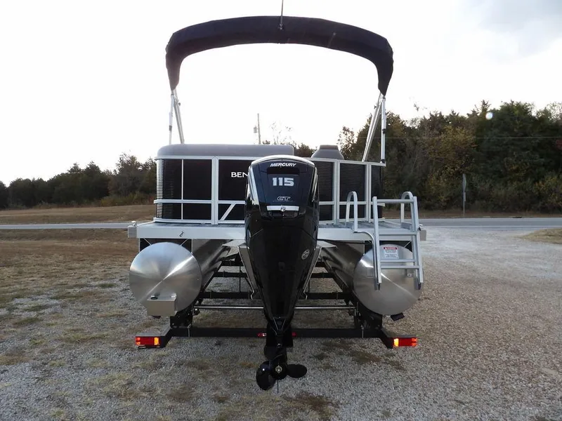 Slide: The Image of 2025 Bennington 21 SL pontoon boat with Mercury 115 outboard motor. - 6