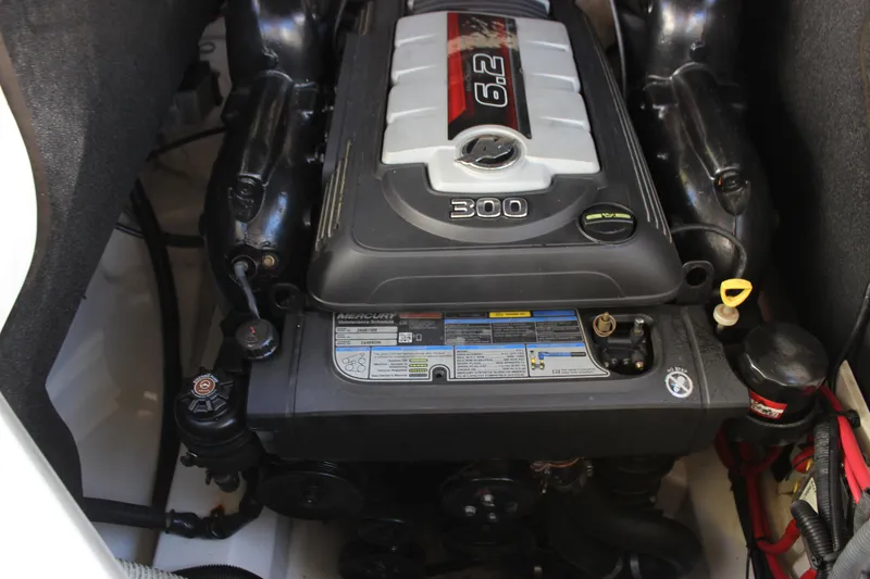 Slide: The Image of 2016 Sea Ray 250 SLX engine compartment with 6.2L 300 horsepower engine. - 27