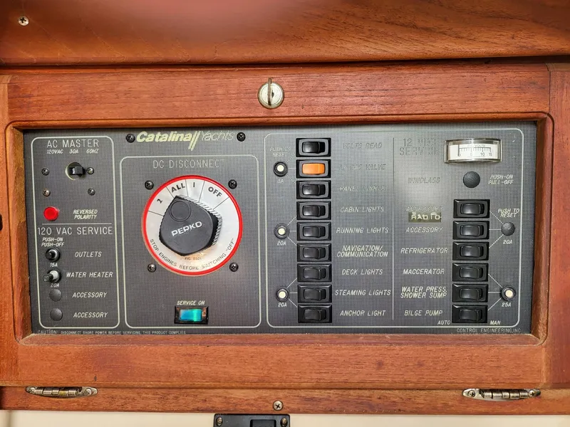Slide: The Image of Control panel of a 1988 Catalina 30 yacht. - 16