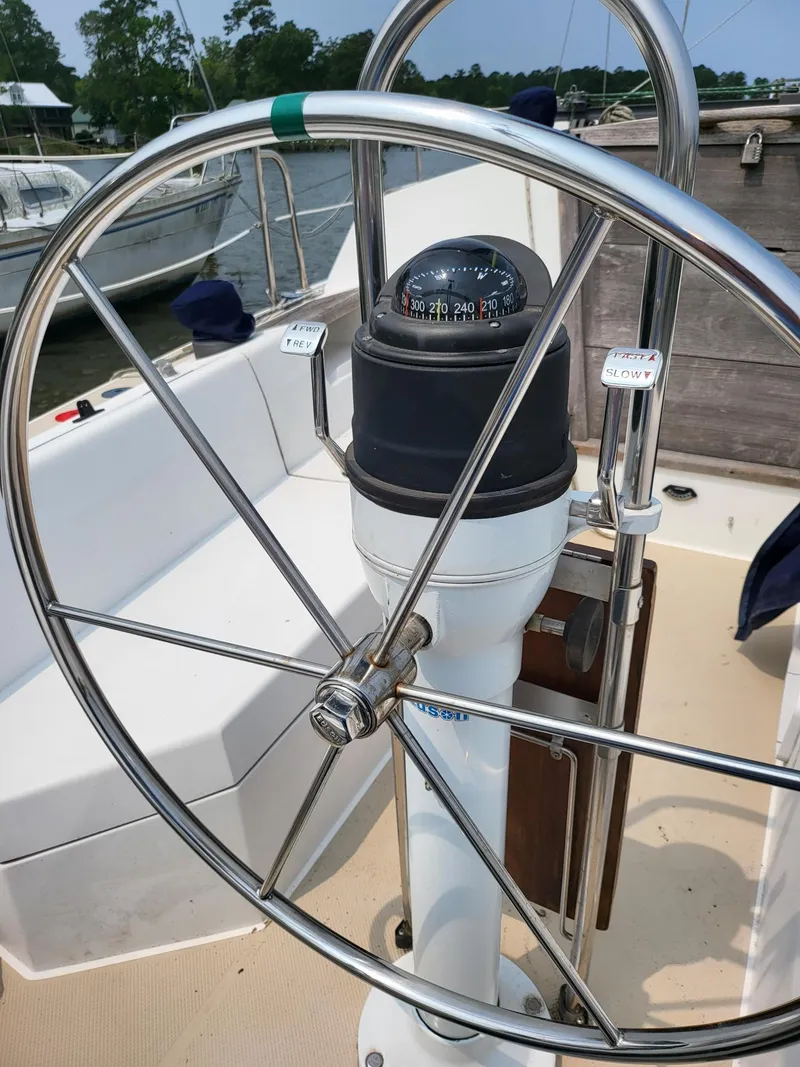 Slide: The Image of Steering wheel of a 1988 Catalina 30 sailboat. - 7
