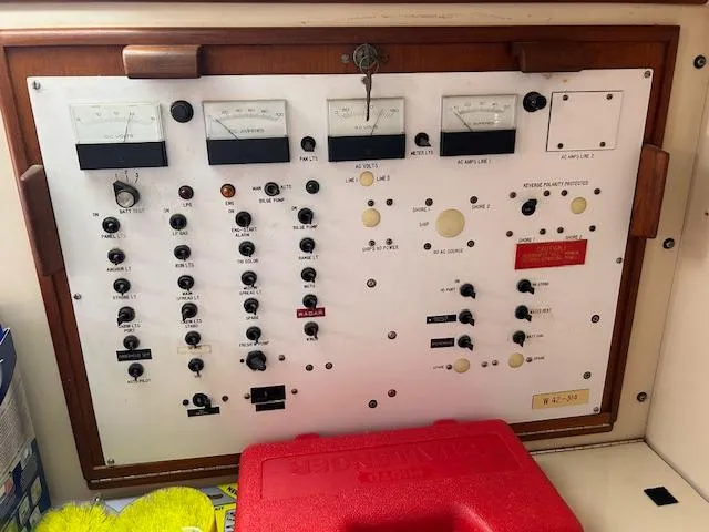 Slide: The Image of Electrical control panel on a 1984 Whitby 42 Ketch sailboat. - 32