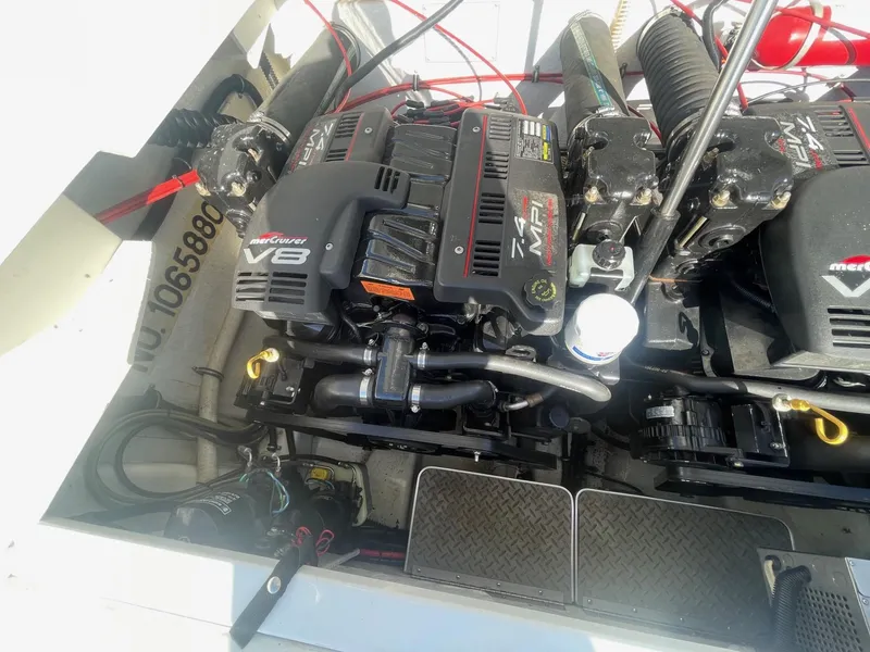 Slide: The Image of 1998 Formula 312FASTECH engine compartment with twin MerCruiser V8 engines. - 26