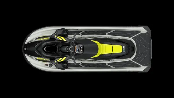 Slide: The Image of 2025 Yamaha WaveRunner GP HO, top view, sleek design, black and yellow accents. - 5