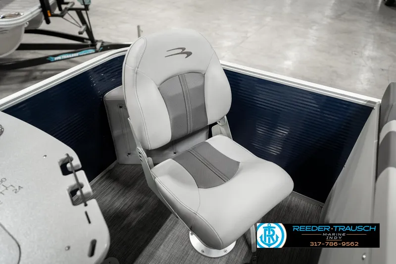 Slide: The Image of 2021 Bennington 22SX boat seat, gray upholstery, showroom display. - 31