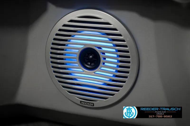 Slide: The Image of Illuminated Kicker speaker on 2021 Bennington 22SX boat. - 49