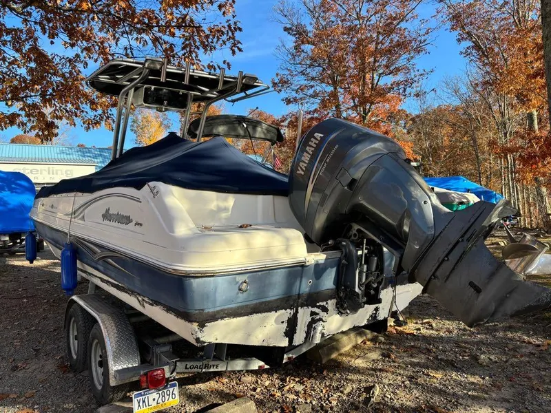 Slide: The Image of 2007 Hurricane Fun Deck GS 231 boat with Yamaha outboard motor, autumn setting. - 5