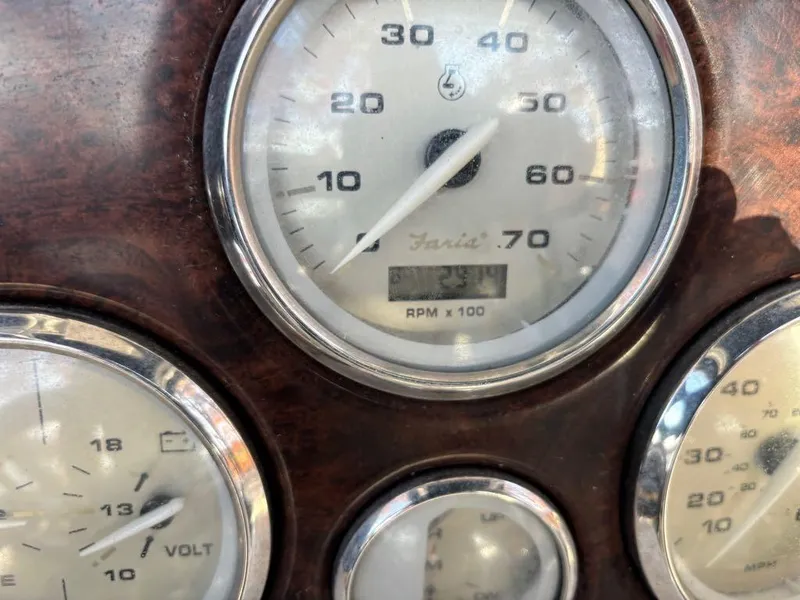 Slide: The Image of Close-up of 2007 Hurricane Fun Deck GS 231 boat gauges. - 6