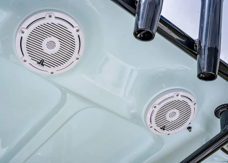 Slide: The Image of 2025 Sea Hunt BX 25 FS boat speakers and rod holders. - 10