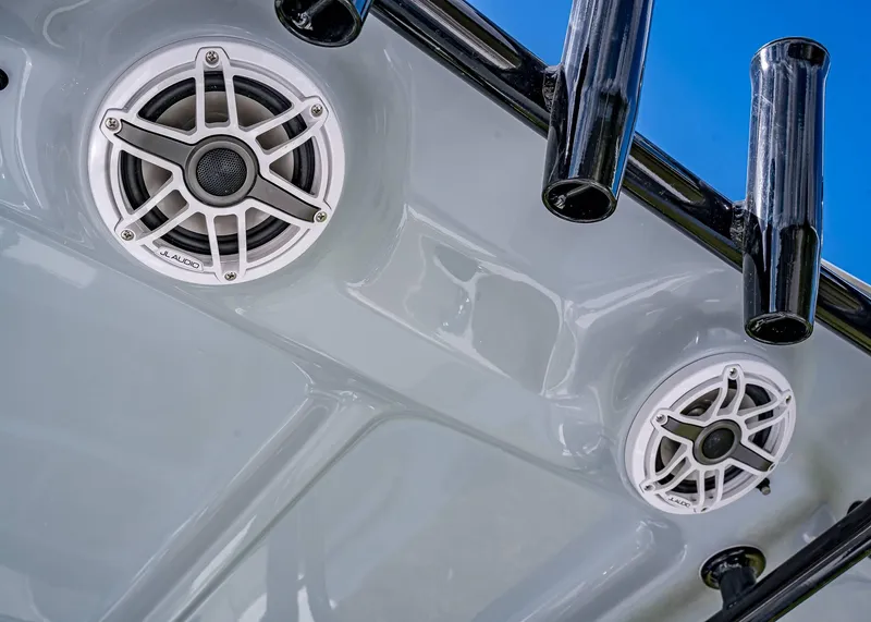 Slide: The Image of JL Audio speakers on 2025 Sea Hunt Ultra 255 SE boat. - 8