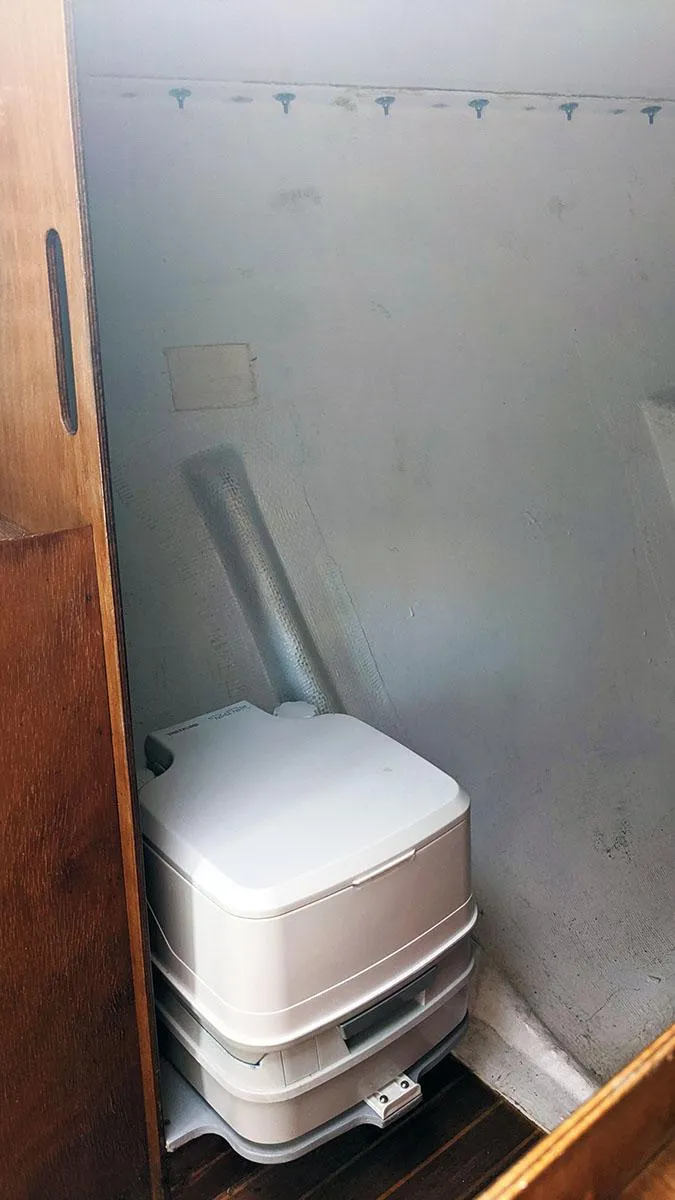 Slide: The Image of Compact marine toilet inside 1985 Soverel 33 sailboat cabin. - 14