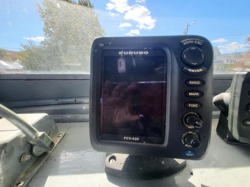 Slide: The Image of Furuno FCV-620 marine display on 1985 Kinnamon pilot house Chesapeake deadrise boat. - 21