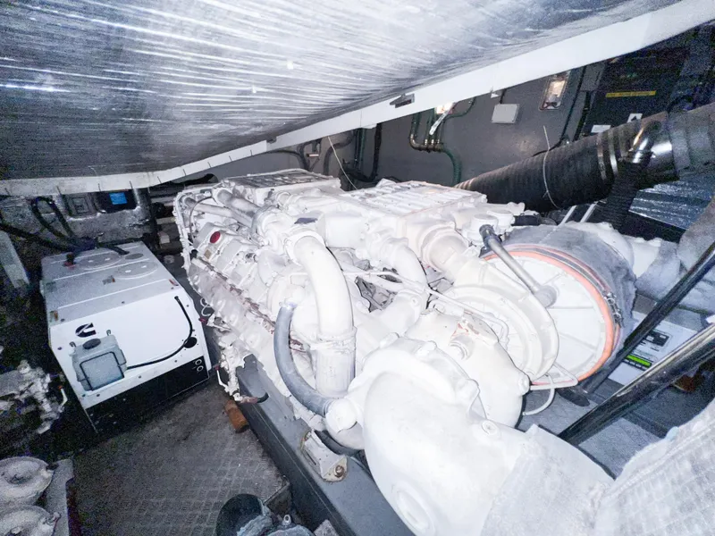 Slide: The Image of Engine room of 2005 Sunseeker Predator 68 yacht, showcasing machinery and components. - 25