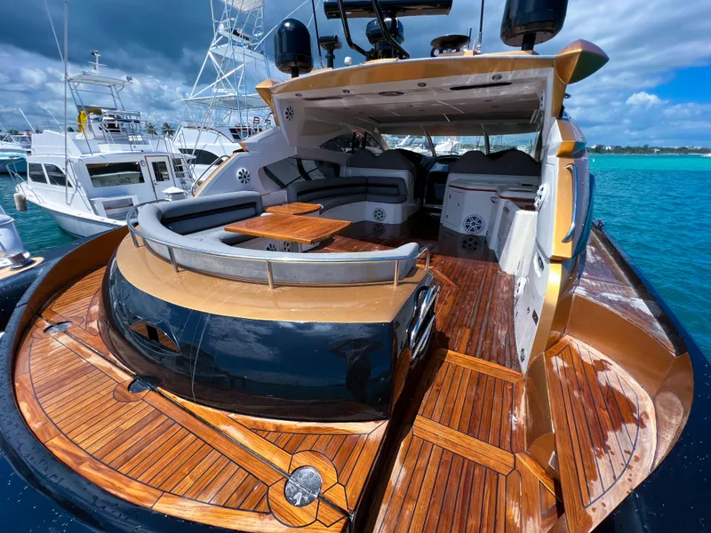 Slide: The Image of Luxurious 2005 Sunseeker Predator 68 yacht with sleek design and spacious deck. - 36
