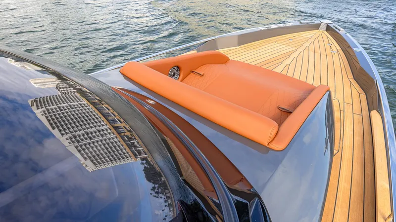 Slide: The Image of Capelli STRADIVARI 43 yacht, 2025 model, featuring sleek design and luxurious deck. - 25