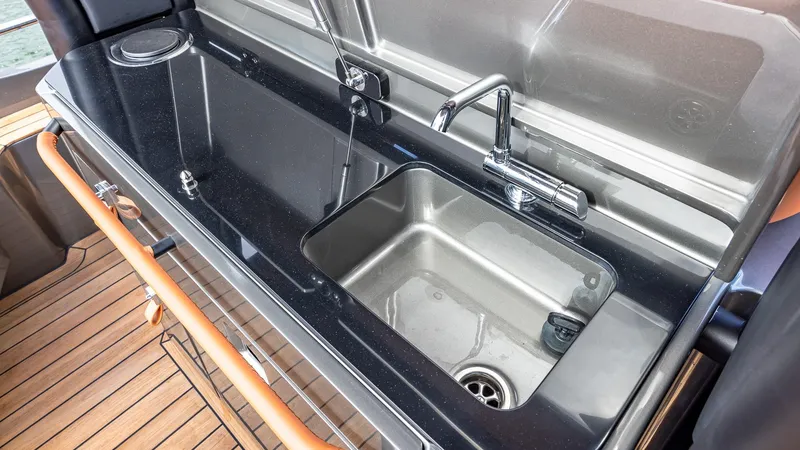 Slide: The Image of Modern kitchen sink on Capelli STRADIVARI 43 yacht, 2025 model. - 40