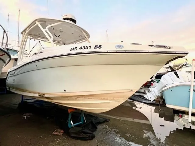 Slide: The Image of 2020 Century 24 Resorter boat on dry dock, side view. - 0
