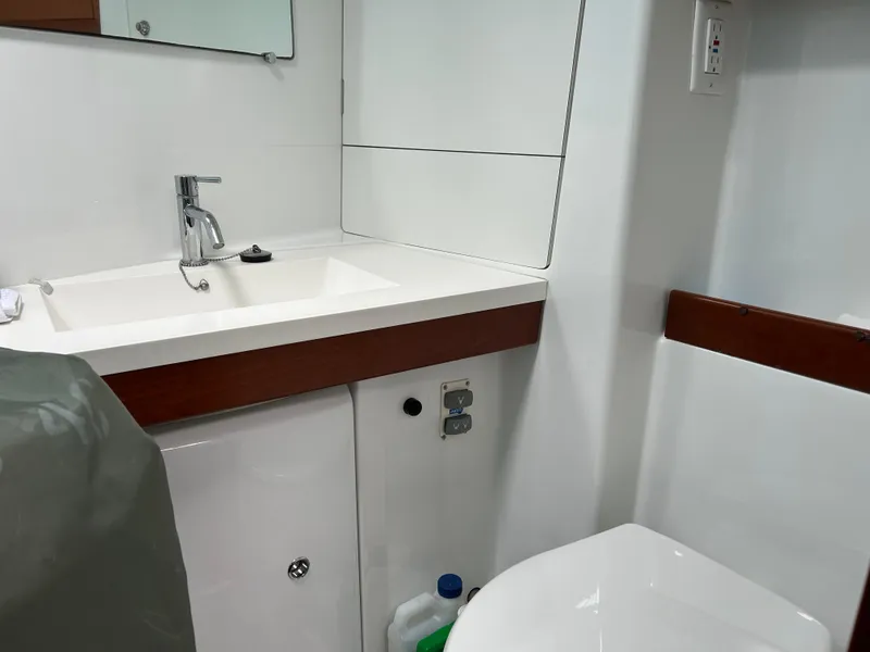Slide: The Image of Bathroom interior of 2008 Beneteau Oceanis 46 yacht with sink and toilet. - 20